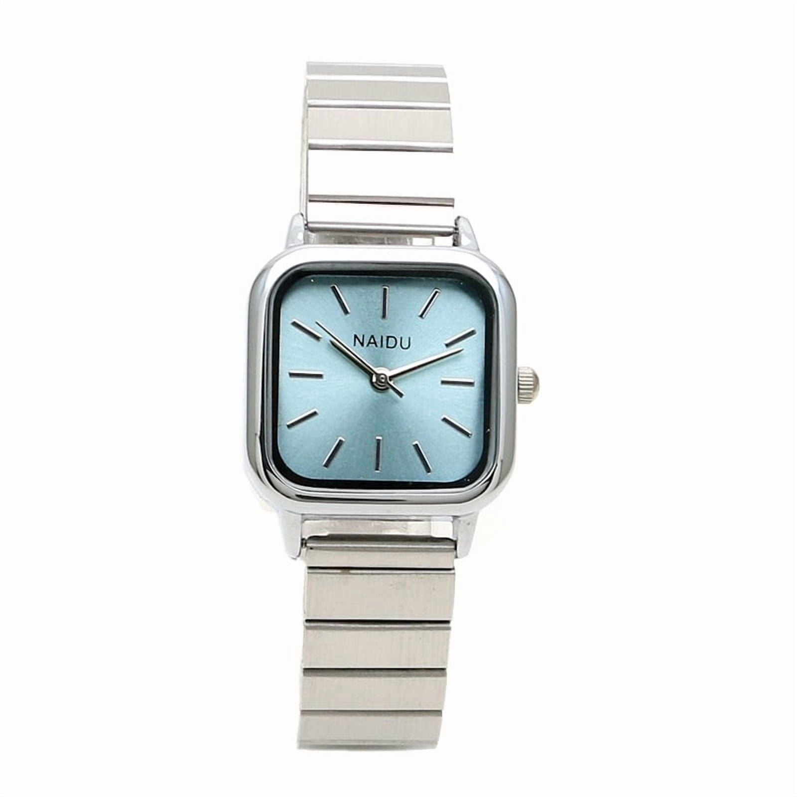 Fashion Stainless Steel Women’s Silver Watch Square White Face Blue Dials Watches | Valencia 4067 32mm ladies square Watch | Stührling main image 2