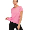 thumbnail image 1 of Women Quick Dry Workout T-Shirt Short Sleeve Yoga Top Moisture Wicking Athletic Shirts Fitness Workout Activewear Tennis Tops,Pink S-3XL, 1 of 6