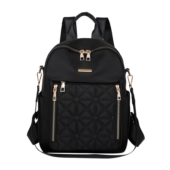 Women Quilted Nylon Backpack Purse, 3-Way Convertible Small Travel Backpack with Detachable Crossbody Strap, Lightweight Anti-Theft Daypack Shoulder Bag for Shopping Daily Commute