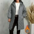 thumbnail image 1 of Women Quilted Puffer Jacket Fahion Casual Quilted Full Zip Up Knee Length Hooded Coats Winter Outdoor Thermal Long Sleeve Warm Comfortable Soft Down Coat, 1 of 7