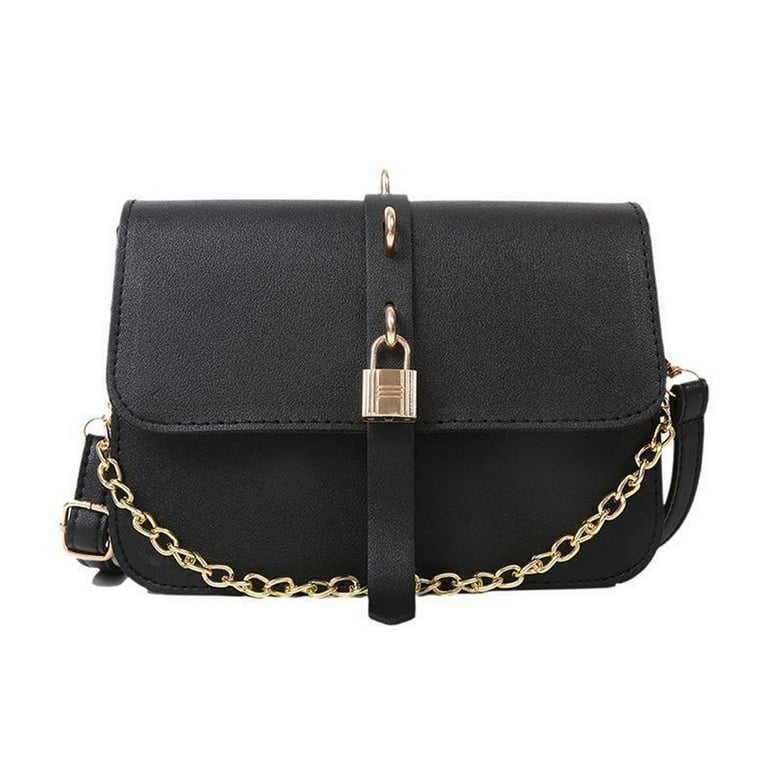 Before & Ever Small Purse - Quilted Black Crossbody Bag for Women - Gold  Chain Clutch Purse Bag for Women