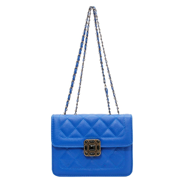 Crossbody Bags for Women, Small Ladies Shoulder Bag PU Leather Handbags  Purse Multifunctional Chain Strap Cross Body Phone Bag-Blue