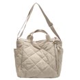 thumbnail image 1 of Women Quilted Tote Bag Puffer Hobo Handbag Lightweight Padding Shoulder Bag Nylon Padded Crossbody Purse - Off white, 1 of 6