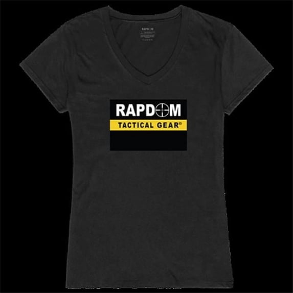 Women RAPDOM Graphic Short Sleeve V-Neck T-Shirt, Black - Large