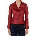 thumbnail image 1 of Women RED Leather Jacket Coat Genuine Lambskin Pure Leather Biker Jacket W110, 1 of 4