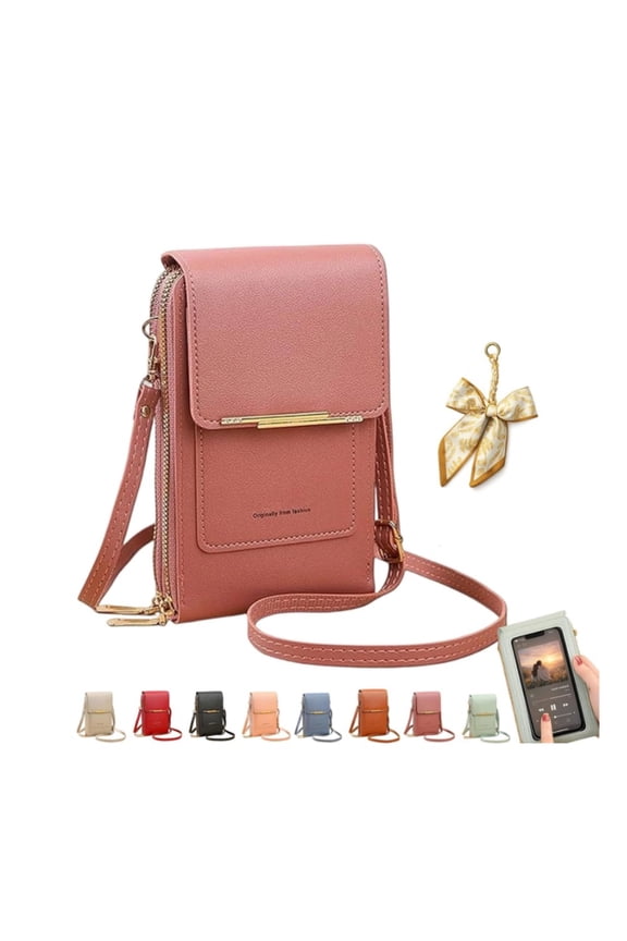 Women RFID Blocking Leather Crossbody Purse, Touch Screen Phone Messenger Bag with Anti-Theft Shoulder Strap, Multiple Colors Available