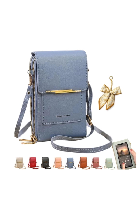 Women RFID Blocking Leather Crossbody Purse, Touch Screen Phone Messenger Bag with Anti-Theft Shoulder Strap, Multiple Colors Available