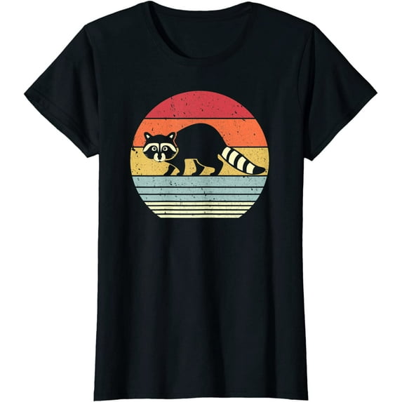 Women Raccoon Shirt Retro Style Short Sleeve T-Shirt