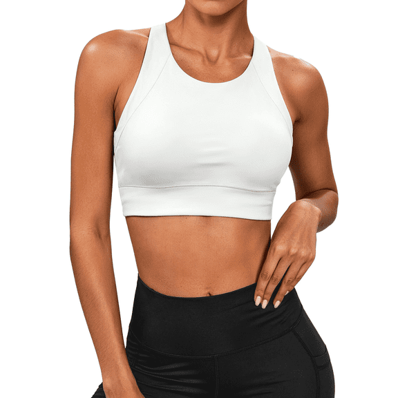 Women Racerback Sports Bra Full Support Padded Workout Bra for Large Bust Comfortable High Impact Yoga Gym Bra