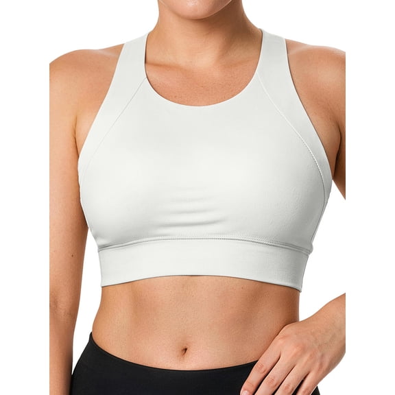Women Racerback Sports Bra Full Support Padded Workout Bra for Large Bust Comfortable High Impact Yoga Gym Bra