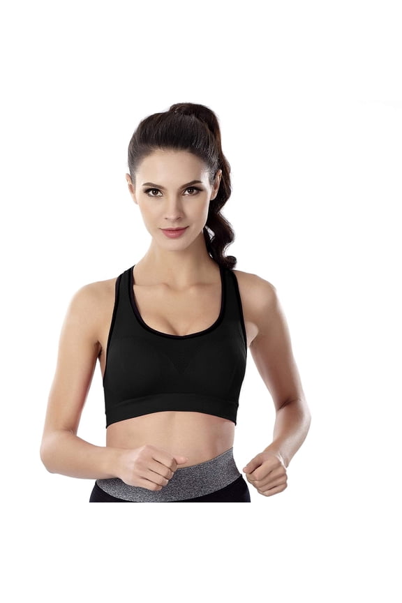 Women Racerback Sports Bras - High Impact Workout Gym Activewear Bra - Black XXL