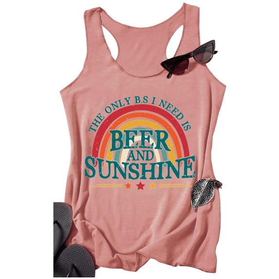 Women Racerback Tank Top for Women Summer Casual Loose Fit Camisole Workout Tank Beach Shirt Featuring Breathable Knit and Easygoing Style Rose Gold S