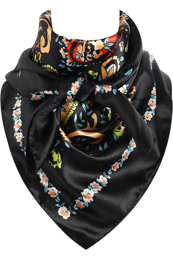 Women Rag 35 Inch, Silk Feel Western Scarves, Fashion Cowgirl Neckerchief