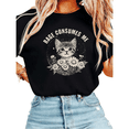 thumbnail image 1 of Women Rage Consumes Me Kitten Daisy Black White Retro Front Print Graphic Tees T Shirt Tops Round-neck Printed Cotton T-Shirt Black S-5XL, 1 of 5