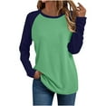 thumbnail image 1 of Women Raglan Shirts Long Sleeve Oversized T Shirt Casual Crewneck Color Block Tee Top 2025, 1 of 5