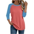 thumbnail image 1 of Women Raglan Shirts Long Sleeve Oversized T Shirt Casual Crewneck Color Block Tee Top, 1 of 4