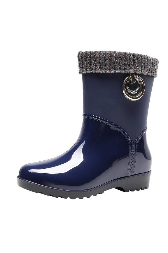 Women Rain Booties, Ladies Short Boots Waterproof Rubber Non-slip Garden Boot Shoes Ankle Chelsea Shoes