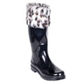 thumbnail image 1 of Women Rain Boots, Mid Calf , Black/White Fux Fur Cuff, 1 of 2