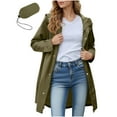 thumbnail image 1 of Women Rain Jacket Lightweight Waterproof Raincoat Lined Outdoor Hooded Windbreaker Trench Coat Green L, 1 of 7