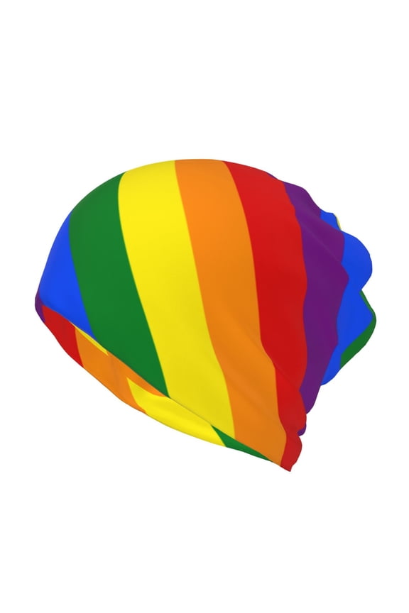 Women Rainbow Flag Slouchy Beanie Hat Stretch Turban Hats Headwear Caps Baggy Skull Sleep Scarf