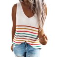 thumbnail image 1 of Women Rainbow Stripe U Neck Sleeveless Knitting Tank Top, 1 of 3