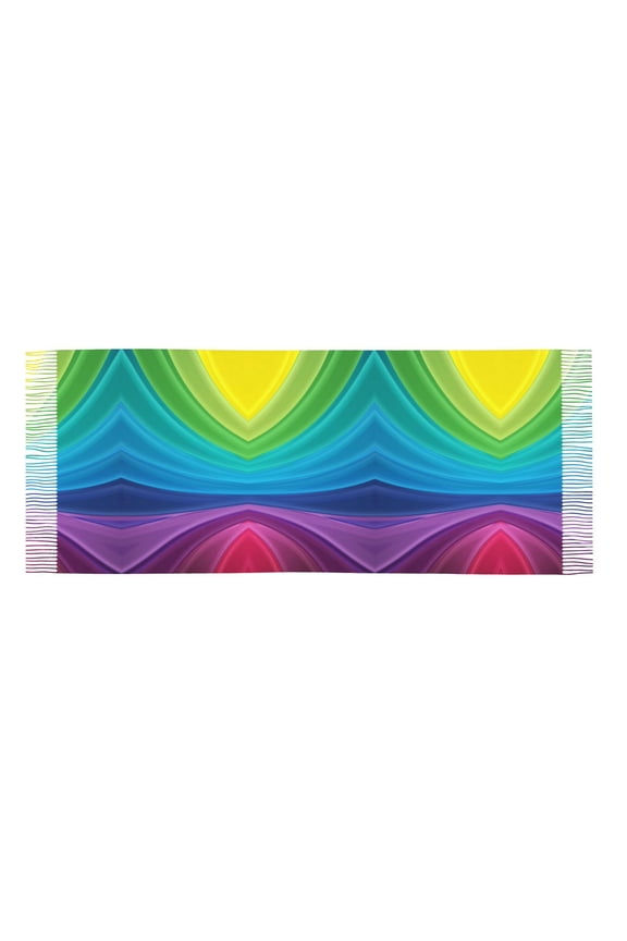 Women Rainbow Stripes Scarfs Large Warm Soft Shawls Wraps