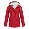 thumbnail image 1 of Women Raincoat Waterproof Trench Coat Warm Hooded Windbreaker Long rain Jacket, 1 of 4