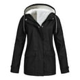 thumbnail image 1 of Women Raincoat Waterproof Trench Coat Warm Hooded Windbreaker Long rain Jacket, 1 of 7