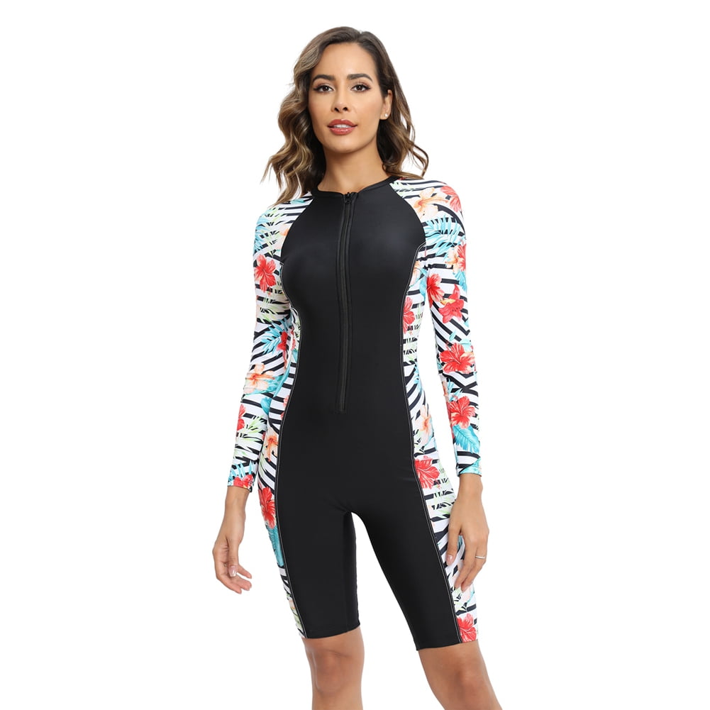 Women Rash Guard Long Sleeve One Piece Swimsuit Surfing Bathing Suit
