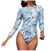 Women Rash Guard Long Sleeve Rashguard Swim Shirt Built in Bra UPF Swimsuit Workout Bathing Suits Top Swimwear Blue,XL