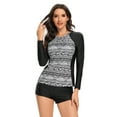 thumbnail image 1 of Women Rash Guard Long Sleeve Swimsuits UV UPF 50+ Two Piece Swim Shirt Bathing Suit with Built in Bra -XL, 1 of 6