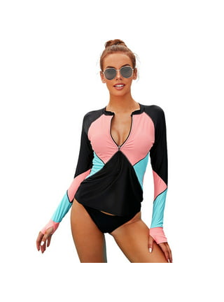  Bonneuitbebe Womens Two Piece Rash Guard Short Sleeve UPF  50+ Swim Shirt Built In Bra Bathing Suit