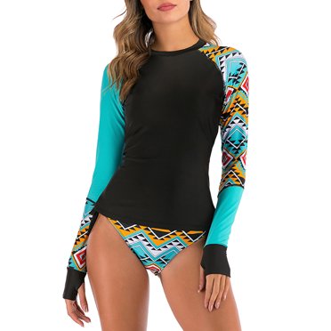 Zakqeik Women's Bikini Sets Texas Flag Two-Piece Swimsuits Long Sleeve Shirts Cropped Top High Waisted Bottom S