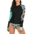 thumbnail image 1 of Women Rash Guard with String Bikini Two Piece Swimsuits Long Sleeve Bathing Suit, 1 of 7