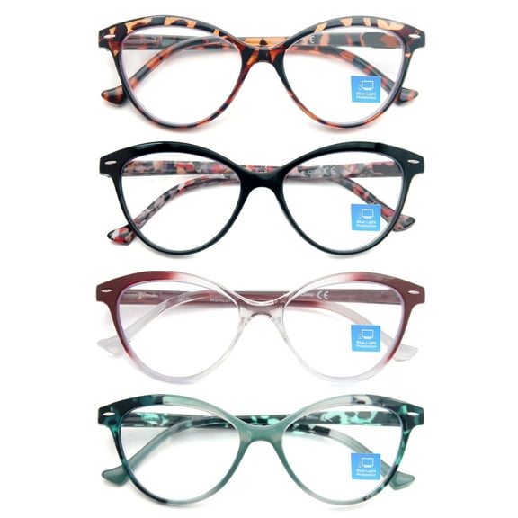Women Reading Glasses 4-Pack 3.50,Cateye Readers Glasses Small Face Comfort Spring Hinge