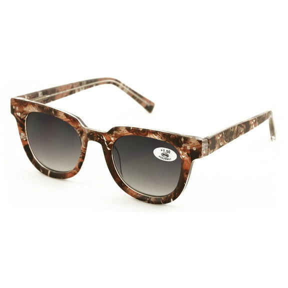 Women Reading Sunglasses - Gradient Tinted Reader - Marble Print Optical Frame UV Protection Glasses +1.00