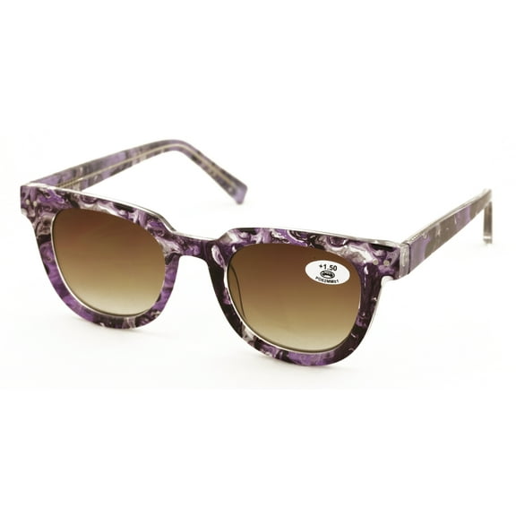 Women Reading Sunglasses - Gradient Tinted Reader - Marble Print Optical Frame UV Protection Glasses +1.25