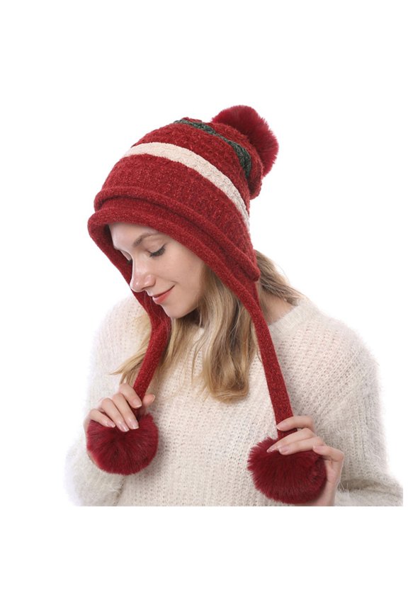 Women Rechargeable Heated Hats USB Electric Heated Winter Thick Warm Beanie Hat Outdoor Skiing Cycling Knit Hat