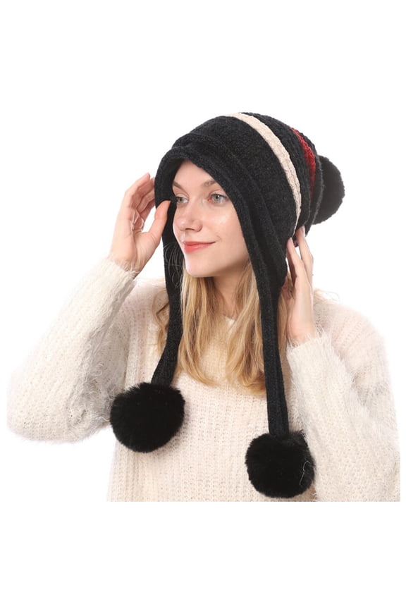 Women Rechargeable Heated Hats USB Electric Heated Winter Thick Warm Beanie Hat Outdoor Skiing Cycling Knit Hat