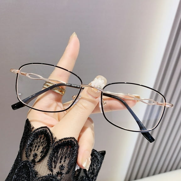 Women Rectangular Blue Light Blocking Reading Glasses 2.00 Men Metal Black Presbyopic Glasses Readers +2.0