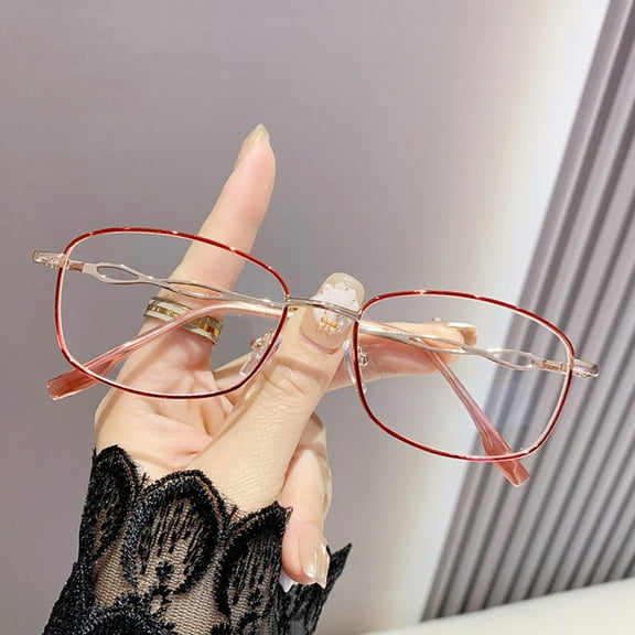 Women Rectangular Blue Light Blocking Reading Glasses 3.00 Men Metal Red Presbyopic Glasses Readers +3.0