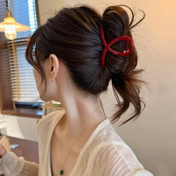 Women Red Hair Claw Clips Girls Large Geometric Acrylic Crab Hair Clamps Elegant Barrettes Female Fashion Christmas Accessories