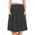 thumbnail image 1 of Women Regular Skirt With Pockets Below The Knee Length Color Ruched Flowy Midi Skirt Gray L, 1 of 5