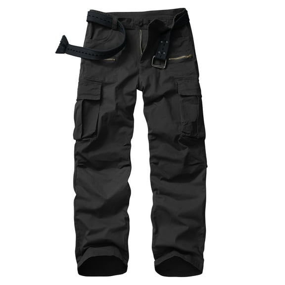 Women Relaxed Fit Y2K Cargo Pants Casual Hiking Work Pants with Zipper Pockets (No Belt )Black,Size 6