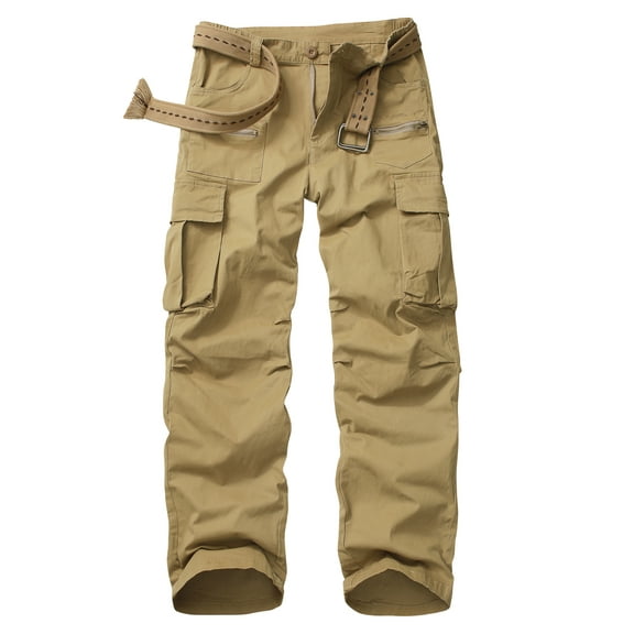 Women Relaxed Fit Y2K Cargo Pants Casual Hiking Work Pants with Zipper Pockets (No Belt )Light Brown,Size 6