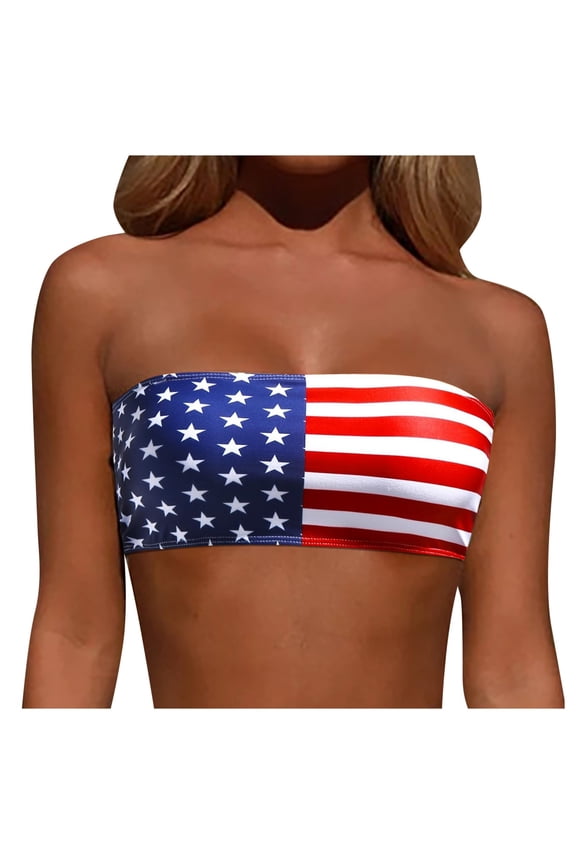 Women Removable Shoulder Strap Festival Top Swimwear Tops Strapless Bikini Transparent Tops for Women Top Bandeau Swim Top Tube Top Bra Padded Tube Top Swimsuit Blouse