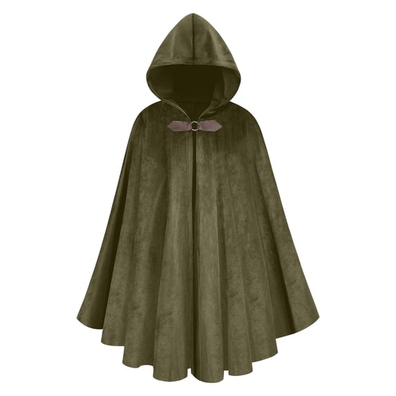 Women Renaissance Hooded Cape Faux Suede Medieval Cloak Hobbit Halloween Costume for Cosplay,Role-playing