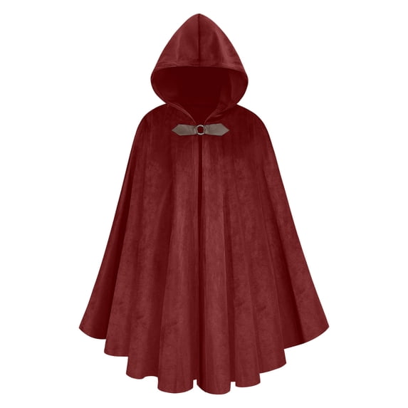 Women Renaissance Hooded Cape Faux Suede Medieval Cloak Hobbit Halloween Costume for Cosplay,Role-playing