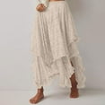 thumbnail image 1 of Women Renaissance Long Maxi Skirt Double Layered Ruffled Irregular Chiffon Skirts Beige M, 1 of 7
