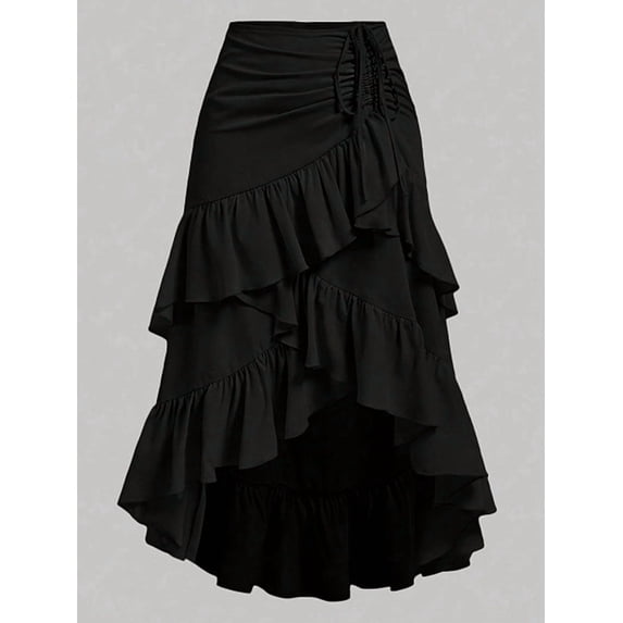 Women Renaissance Pirate Skirt Gothic Steampunk Victorian Skirts Black S